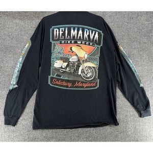Delmarva Bike Week 2022 Long Sleeve Shirt XL Black Biker Graphic Tee